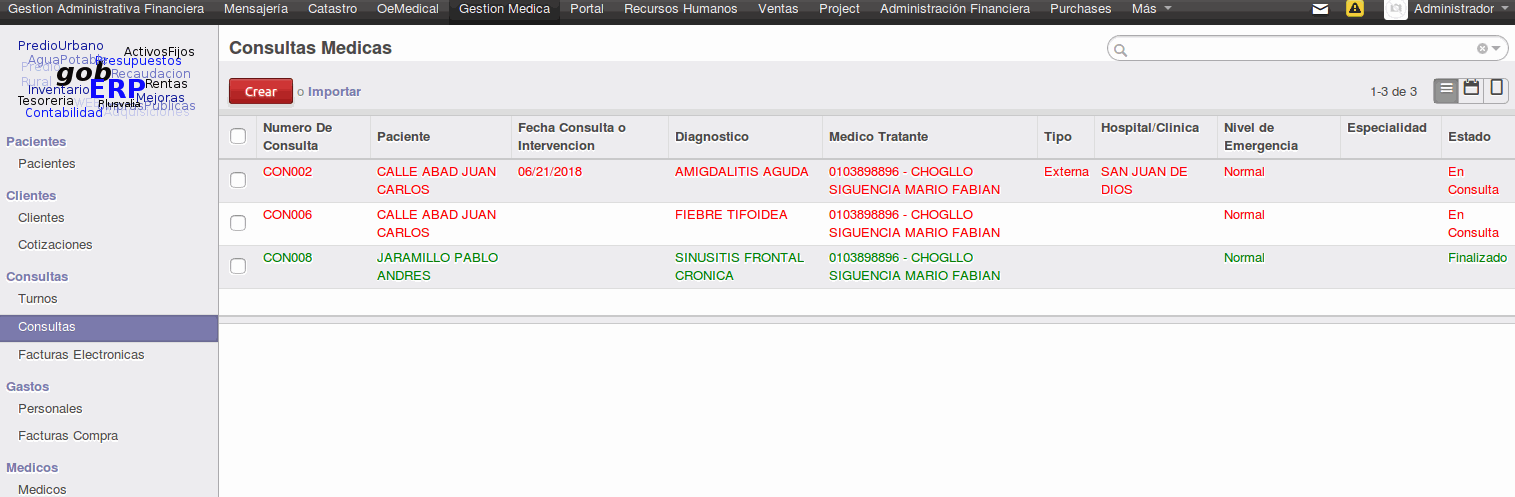 Odoo - Sample 1 for three columns